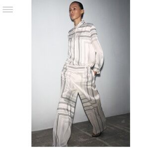 ZARA WOMAN COLLECTION Lapel collar shirt with long cuffed sleeves and trousers